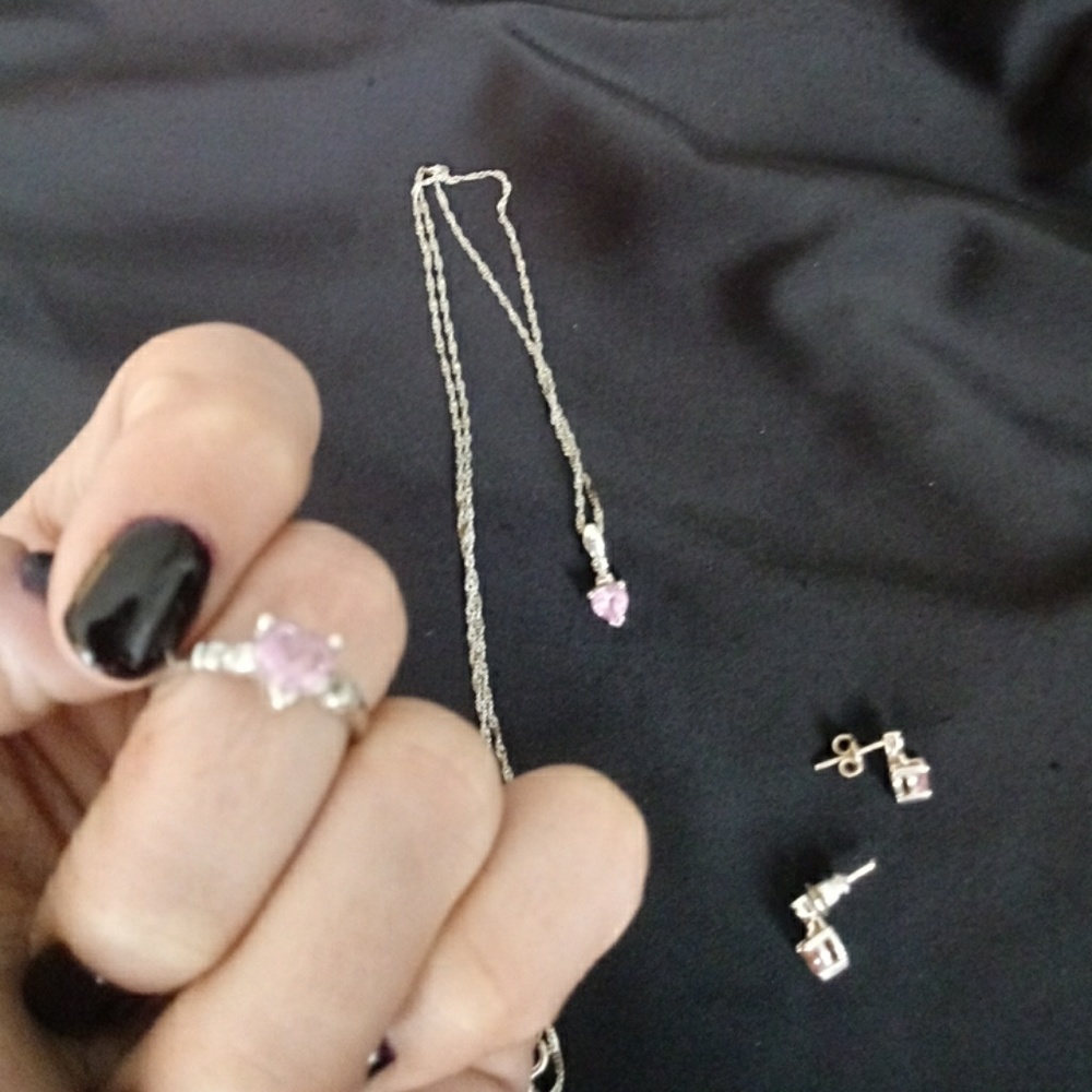 Pink sapphire heart set